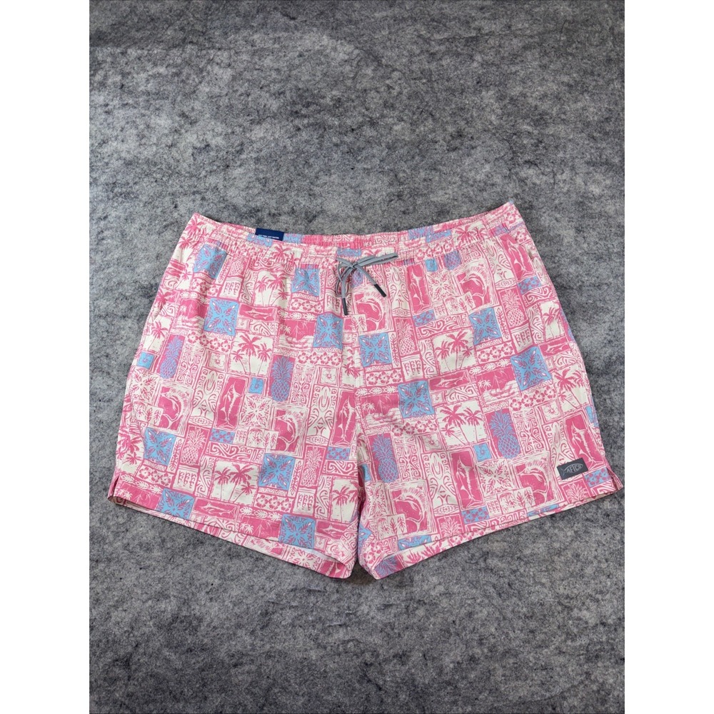 New‎ AFTCO Swim Trunks Men's 2XL Blue & Pink Floral Fish Lined Quick Dry Beach